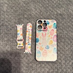 Easter Bunny and Eggs Phone Case and Watch Band Set